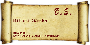 Bihari Sándor névjegykártya