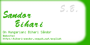 sandor bihari business card
